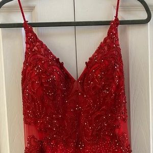 Ellie Wilde Red Beaded Formal Gown